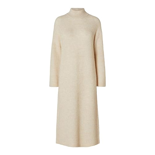 SELECTED FEMME Sukienka damska Slfmaline Ls Knit Dress High Neck Noos sukienka z dzianiny, beżowy, XL