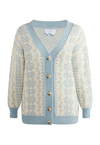 usha BLUE LABEL Damski kardigan oversize, Niebieski, wełniany biały, XL-XXL