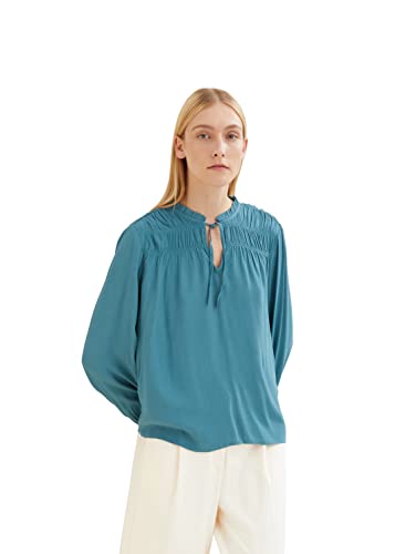 TOM TAILOR Damski Bluzka z falbankami 1034030, 13222 - Pastel Teal, 44