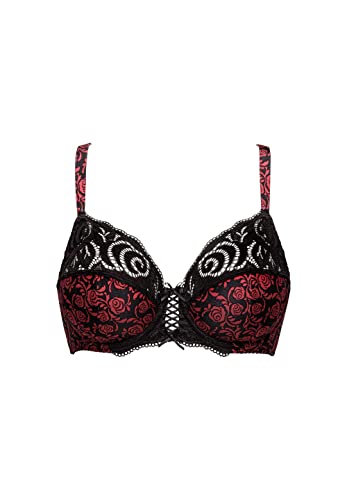 Sans Complexe Damski klasyczny biustonosz z fiszbinami, Imprime Floral Noir/Rouge, 90E