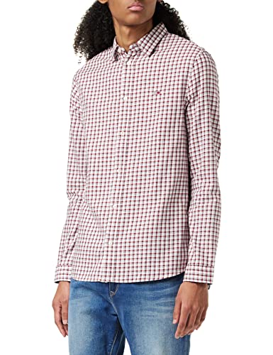 Tommy Jeans Męska koszula w kratkę w stylu casual, biały/wiele w kratkę, XS