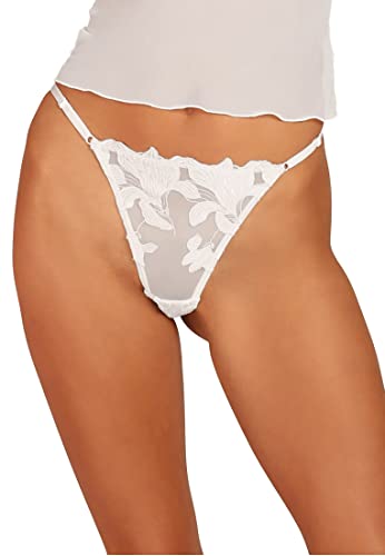 OW COLLECTION Majtki damskie z lilią stringi, biały, M