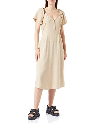 VERO MODA Sukienka damska VMMYMILO SS Calf Dress WVN GA, Irish Cream, S