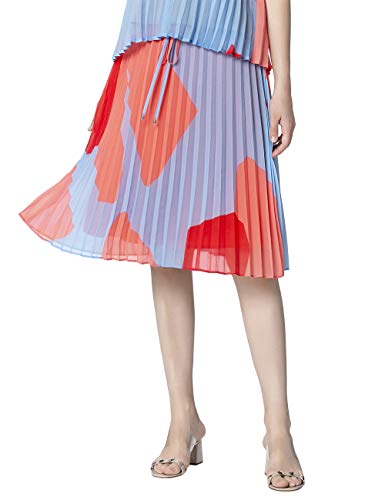 APART Fashion Damska spódnica plisowana z nadrukiem, Wielokolorowy (jasnoniebieski-wielokolorowy, jasnoniebieski-wielobarwny), 40