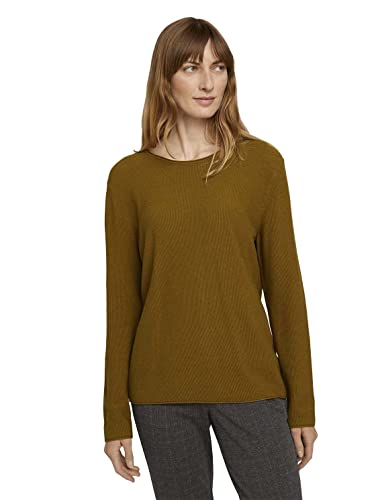 TOM TAILOR Damski Sweter z dzianiny ze strukturą 1021036, 11218 - Khaki Olive, XS