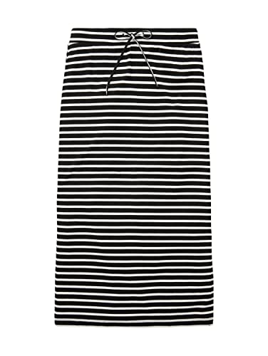 TOM TAILOR Damska spódnica z dżerseju w paski, 32152 - czarny cienki pasek, 42