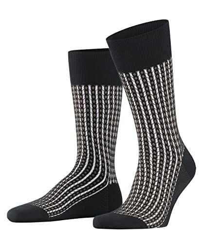 FALKE High Class ekologiczna bawełna półwysoka z wzorem 1 para skarpet, czarne (Black 3000), 41-42