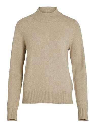 Vila Damski sweter z okrągłym dekoltem L/S Knit Top-Noos, naturalny melanż, XL, Naturalny melanż, XL