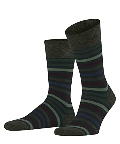 FALKE Mężczyźni Skarpety Tinted Stripe M SO Wełna Merynosa z wzorem 1 Para, Zielony (Wald 7992), 39-42