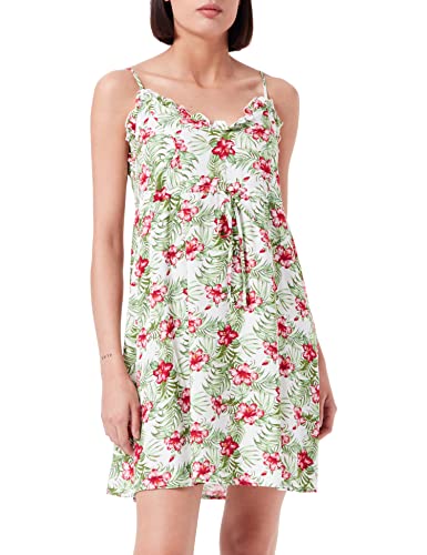VERO MODA Damska sukienka Vmeasy Short FRL Strap Dress WVN Ga, Snow White/Aop:fia, S