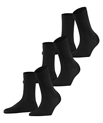 FALKE Kobiety Skarpety Cotton Touch 3-Pack W SO Bawełna jednokolorowe 3 Pak, Czarny (Black 3000), 39-42