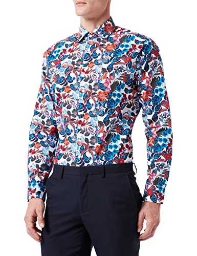 Seidensticker Męska koszula biznesowa - Regular Fit - kołnierz Kent - długi rękaw - 100% bawełna, czerwony, 44