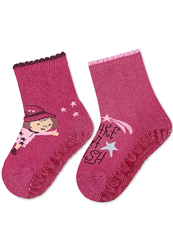 Sterntaler Dziecięce pończochy dziecięce z brokatem Air dwupak czarownica, Magenta Melange, 22 EU