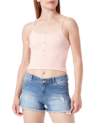 ONLY Onlnessa S/L Short Button JRS Top, Peach Melba, L