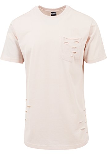 Urban Classics Męski T-shirt z prążkowanym kieszeniem, różowy (pink 185), M