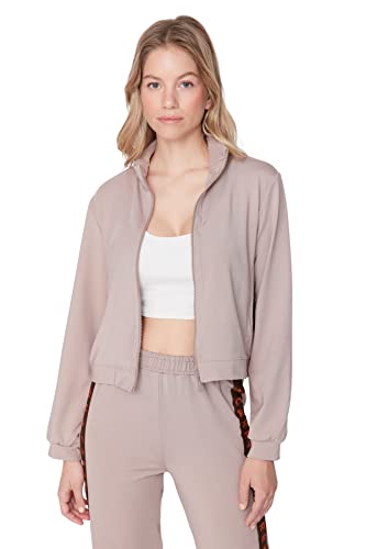 TRENDYOL Damska bluza stojąca z kołnierzem zwykłym, Mink Color, S