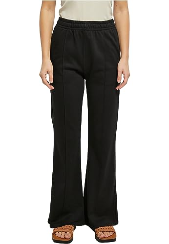 Urban Classics Damskie spodnie z rozkloszowanymi pinami Tuck Terry Pants, czarny, M