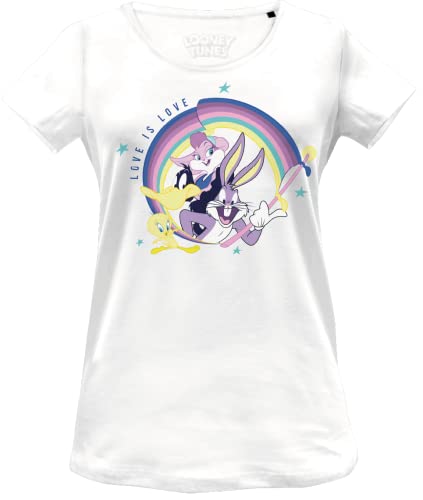 bawełniany podział t-shirt damski, biały, M