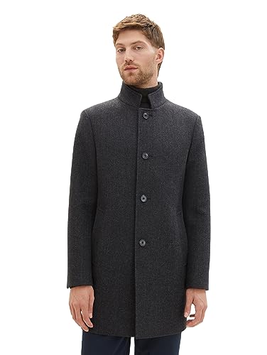 TOM TAILOR męski płaszcz wełniany, 32525 – szary (Grey Big Herringbone Optic), 3XL