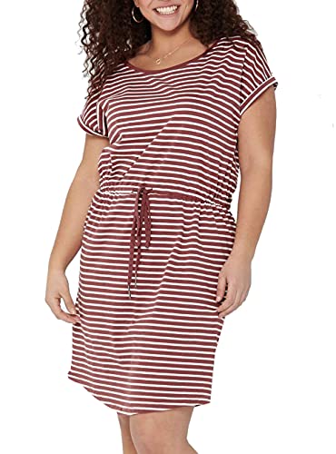 ONLY Carmakoma NOS Damska sukienka Carapril Ss Knee Stripe Noos, Stripes:cloud Dancer Apple Butter, S