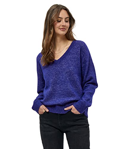 Minus Damski sweter z dzianiny DITA z dekoltem w serek 4 V, Royal Blue Melange, XS
