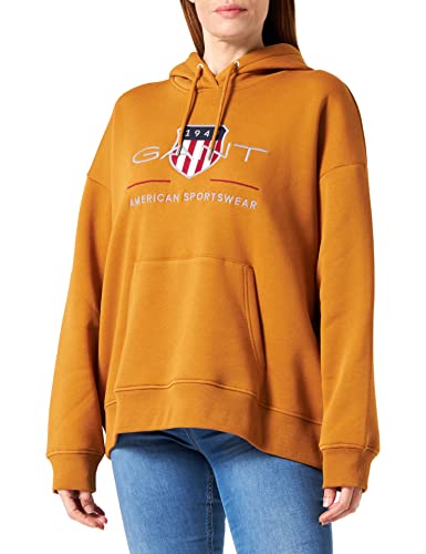 GANT Damska bluza z kapturem REL Archive Shield Hoody, Cinnamon Brown, standardowa, Cinnamon Brown