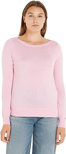 Tommy Hilfiger Damski sweter CO Jersey Stitch Boat-NK, kultowy różowy, XL, Kultowy różowy, XL