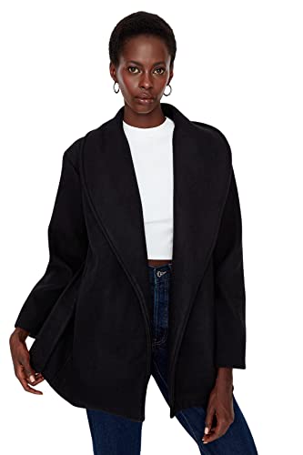 Trendyol Damski Oversize Basic Plain Webstoff Płaszcz Mantel, czarny, 36