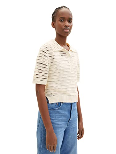TOM TAILOR Denim Damska koszulka polo z dzianiny, 10348 - Gardenia White, L