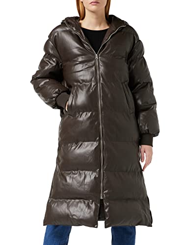 NA-KD Długa kurtka damska z kapturem, Brązowy, 38