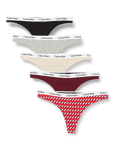 Calvin Klein Stringi damskie, Twn Prt/Cne Strp Rge/BLK/Pyt/Gr Htr, XL