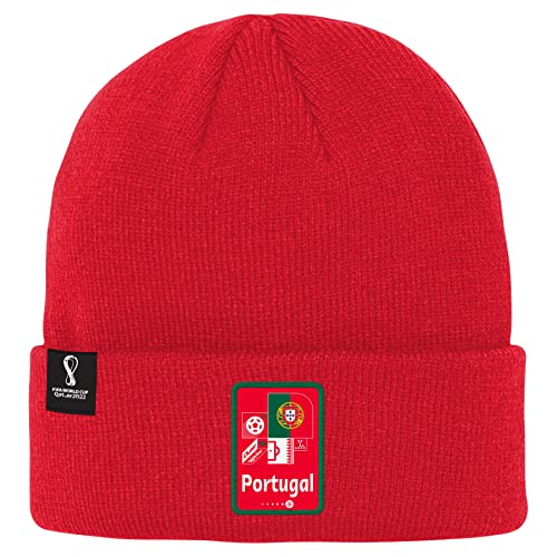 FIFA Unisex dziecięca czapka oficjalna World Cup 2022 Country Rib Knit Portugalia Beanie, czerwona, rozmiar uniwersalny, czerwony, jeden rozmiar