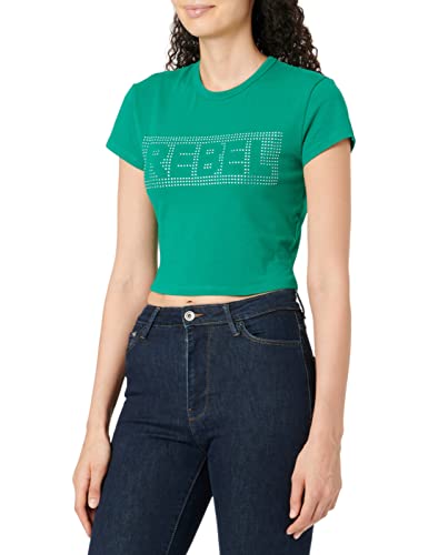 ONLY Women's ONLERIN S/SSHORT Rhinestone TOP Box JRS T-Shirt, Lush Meadow/Detail:Rhinestone Rebel, XL