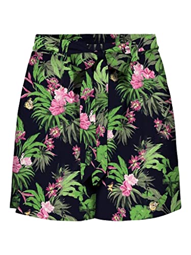 Bestseller A/S Damskie Onlnova Life Jasmin Szorty PTM, Black/AOP:436 Pure Tropical, S, Black/Aop:436 Pure Tropical, S