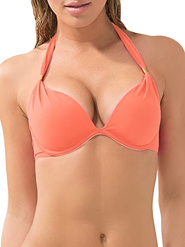 Smart & Sexy Damski kostium kąpielowy sekret Mega Push Up wiązane wiązanie na szyi, Brzoskwiniowy połysk, 164 PL