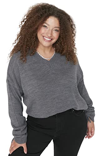 Trendyol Damska bluza TBBAW23AN00023/Antrasit, antracytowa, XXL, Antracyt, XXL