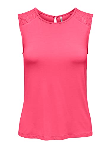 ONLY Onlkanye S/L LACE Mix JRS Top, Camellia Rose, XL, Camellia Rose, XL