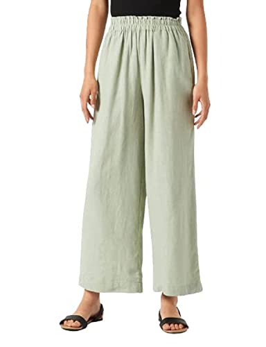 ONLY Spodnie damskie z wysokim stanem, mieszanka lnu, Desert Sage, (XS) W / 30L