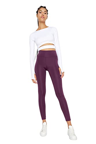 Trendyol Damskie rajstopy sportowe Mr. Push-up spodnie do jogi, Śliwka, XS