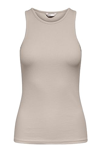 ONLY Damski ONLKENYA Rib Tank JRS NOOS Top, Pumice Stone, M, Kamie? Pumeksowy, M