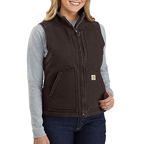 Carhartt Damska koszulka Sherpa Lined Mock Neck Vest, Dark Brown, XS