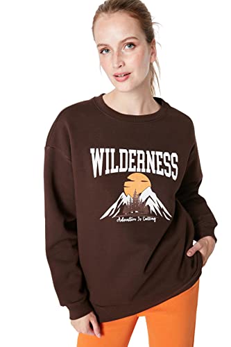 Trendyol Bluza damska, Brązowy, XL