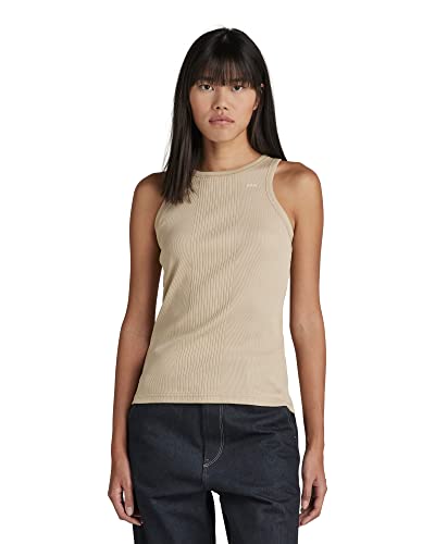 G-STAR RAW Women's Engineered Rib Tank top T-Shirt, beżowy/khaki (Brown Rice C678-D309), XL