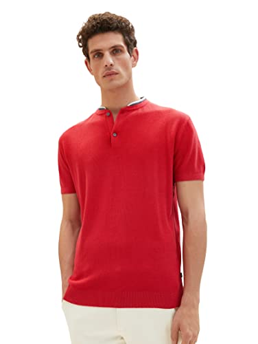 TOM TAILOR Męska koszulka polo z dzianiny ze stójką, 31045 - Soft Berry Red, 3XL