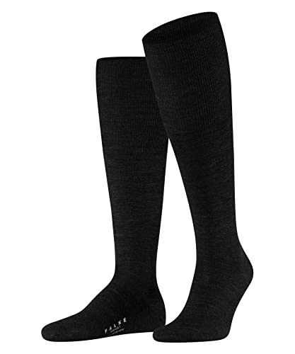 FALKE Mężczyźni Podkolanówki Airport M KH Wełna Merynosa Bawełna długie jednokolorowe 1 Para, Szary (Anthracite Melange 3080), 49-50