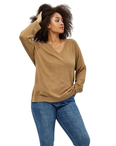 Peppercorn Damski sweter Gabrina z dekoltem w serek Curve, tytoń brązowy, 20