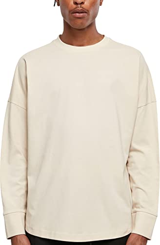 Build Your Brand Męski T-shirt z długim rękawem Oversized Cut On Sleeve Longsleeve, Sand, 5XL