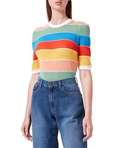 Love Moschino Bluza damska Bubble Intarsia, Żółty pomarańczowy Green Blue Red, 44 PL
