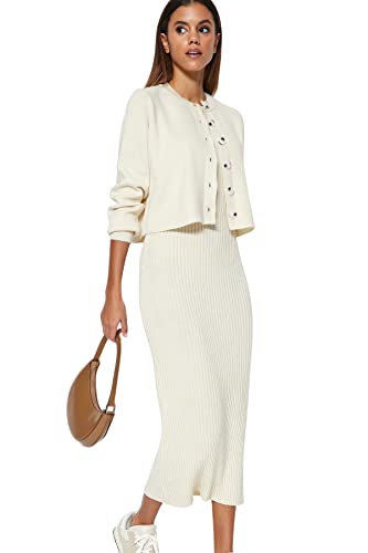 Trendyol Damska sukienka midi bodycon slim dzianina, Skała, S