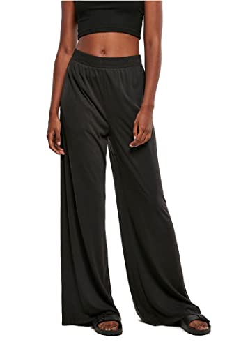 Urban Classics Damskie spodnie Modal Wide Leg Pants z szeroką nogawką, spodnie materiałowe dla kobiet w 2 kolorach, rozmiary XS - 5XL, czarny, 5XL